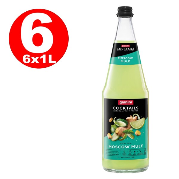 1 x 6 L Granini Moscow Mule Cocktail Flacons en verre de 1 litre Premix MULTIWAY