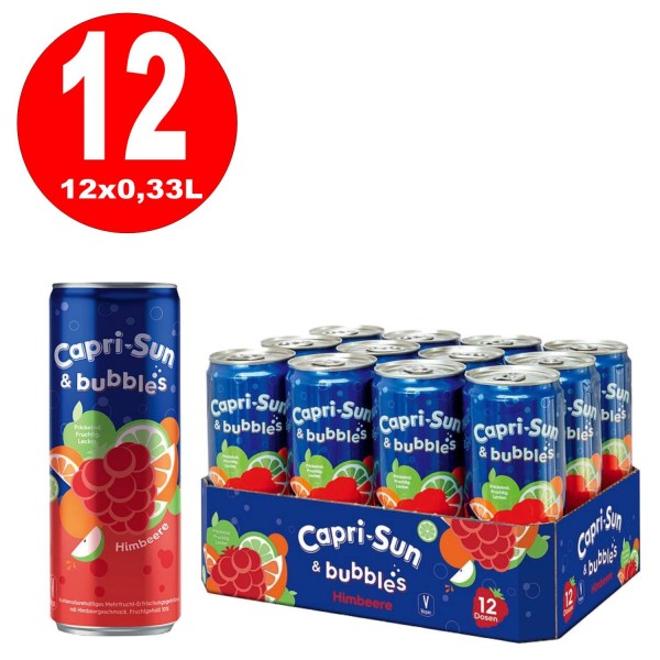 12 x Capri Sun & Bubbles framboise 0,33 L de dépôt à sens unique