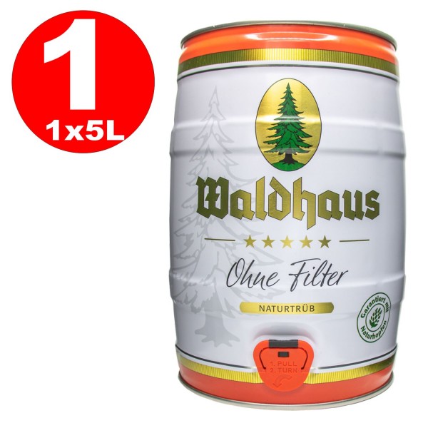 Waldhaus sin Filtre Naturtrüb 5 L fFut de bière Allemande 5,6% vol. La cerveza de los hombres