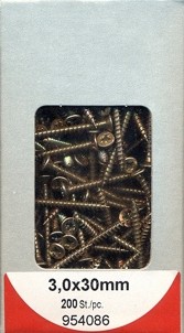 200 pcs aggloméré Vis Pozi 3,0 x 30mm chromatés