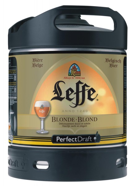4x Leffe blond de Belgique Perfect Draft 6 litres fût de biere 6,6 % vol