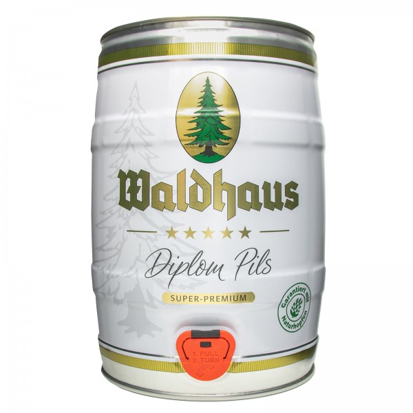 4 x Diplome Waldhaus pils 5 litres de 4,9% vol. Fut de bière Allemande