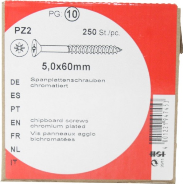 Agglomérés vis Pozidrive arséniate 5, 0 x 60 mm HW 250