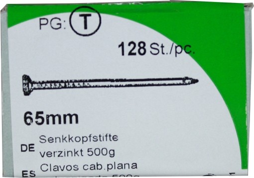 Fer de vis à tête fraisée galvanisé 65 mm PK 500 g