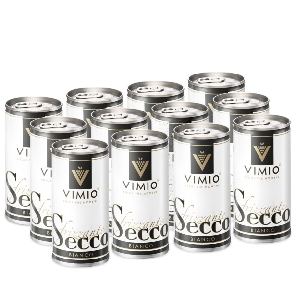 12 x Vimio Frizzante Secco Bianco Bidon 10.5% Vol. 200 ml boîte