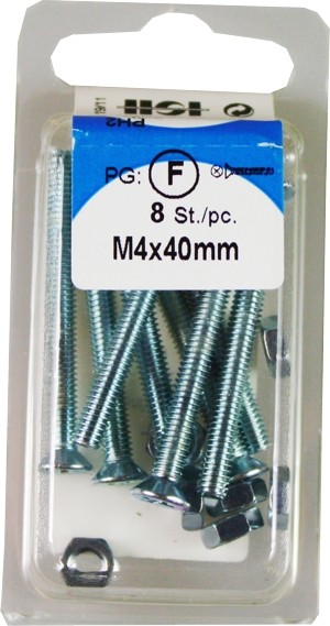 Boulons filetés avec socket de noix m4x40mm