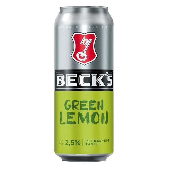 24 bidons de 0,5 L de Becks Green Lemon 2,5% Vol_ unidirectionnel