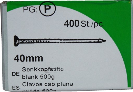 Vis à têtes fraisées NU 40 mm PK 500 g de fer.