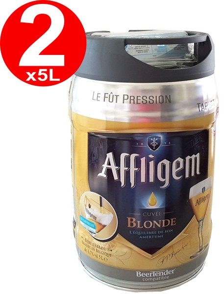 2 x Affligem blond Fut de bière 5 litres incl. Spigot 6,8% vol.