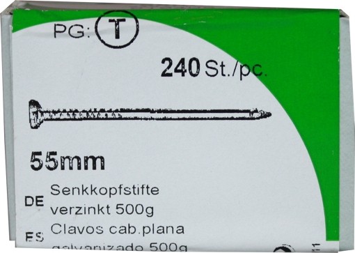 Vis à têtes fraisées de fer galvanisé 55 mm