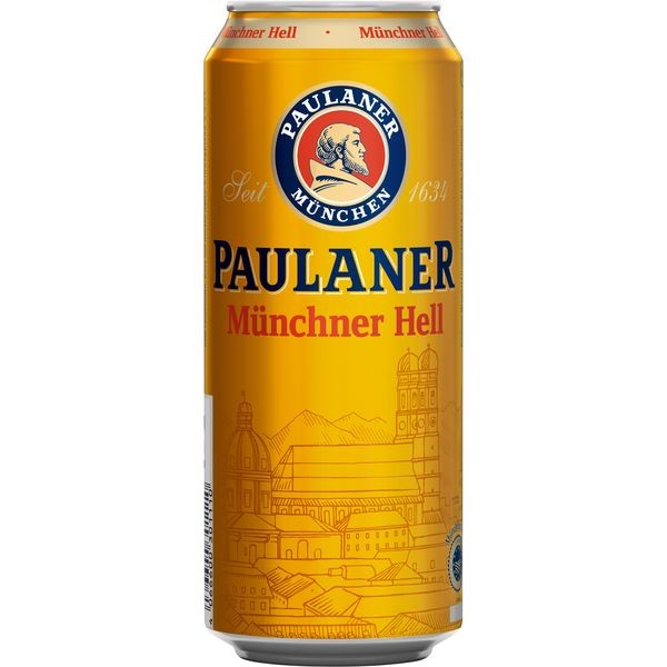 24 x Paulaner Münchner Hell 0,5 L bidons 4,9% vol ONEWAY