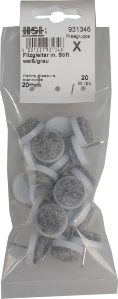Feutre glisse Pen m. blanc et gris 20 mm