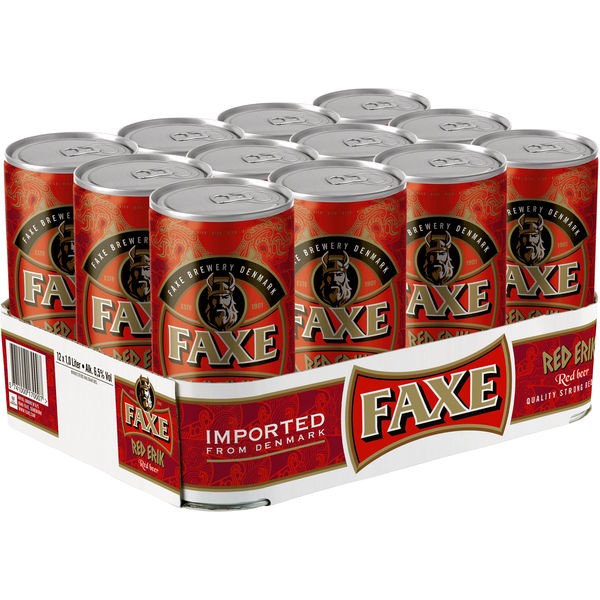 12 x Faxe Premium Danish Lager 5% vol 1 litre peut