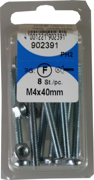 Boulons filetés avec noix 4x40mm