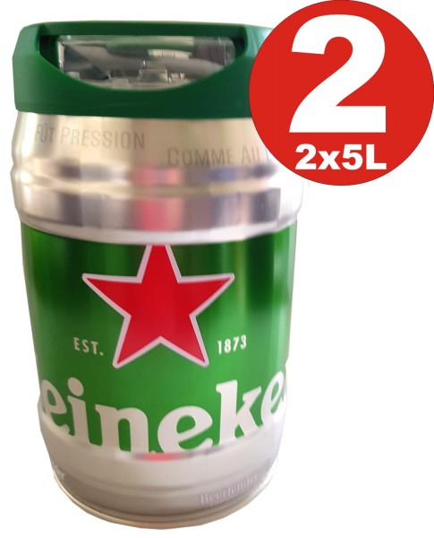 2 x Heineken Fut de bière 5L DraughtKeg 5% vol.