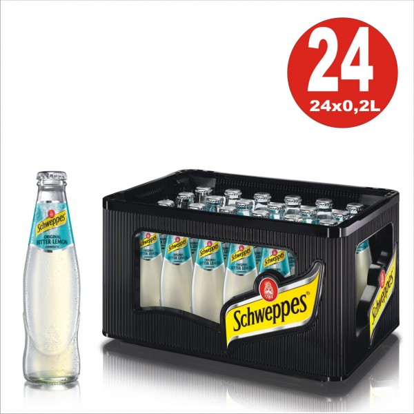 24 x bouteilles de verre Schweppes Original Bitterlemon L boîte d'origine