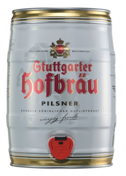 2 x Stuttgart Hofbraeu Pilsner 5 L Fut de bière Allemande 4,9% vol. REDUCED MHD 07/2019